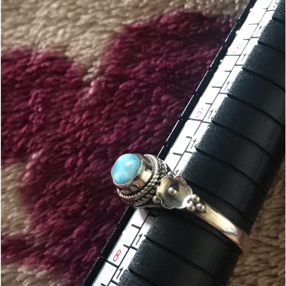 Sterling Silver 925 Larimar Ring Size 7